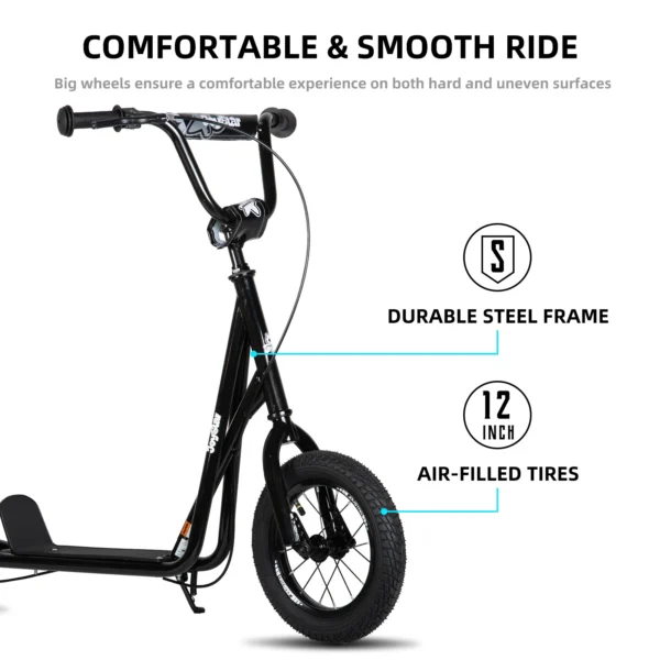 Kick Scooter for Ages 5-9 Years Old Kids with 12 Inch Front and Rear Wheel, Rear V-Brake and Adjustable Handlebar - Image 2