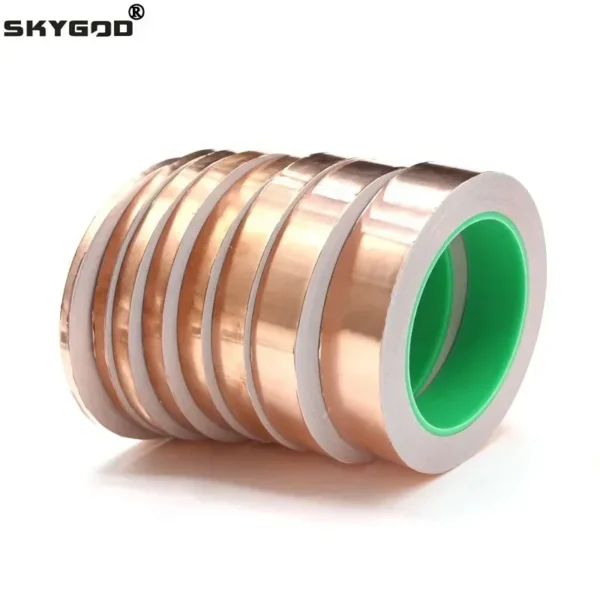 Length 20M Adhesive Conductive Copper Foil Tape 5/6/8/10/15/20/25/30/35/40/45/50mm Single/Double Sided Conduct Copper Foil Tapes - Image 1