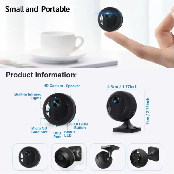 1080P HD security camera Indoor/outdoor surveillance camera,Motion detection,USB charging,Easy installation,Nanny monitoring - Image 5