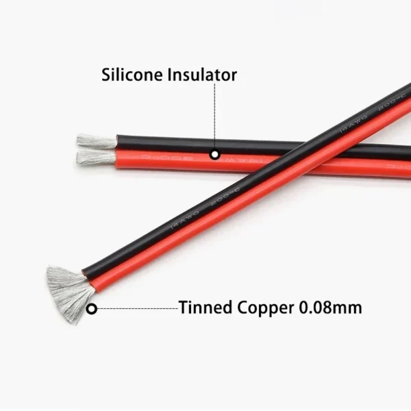 Copper Wire Silicone Rubber Cable Super Soft 8 10 12 14 16 18 20 22 24 26 AWG 2Pins Flexible DIY LED Lamp Connector Black Red - Image 2