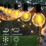 G40 Solar String Lights Outdoor Solar Globe String Bulb Patio Hanging Lights Waterproof Garden Pergola Bistro Deck Decor - Image 2