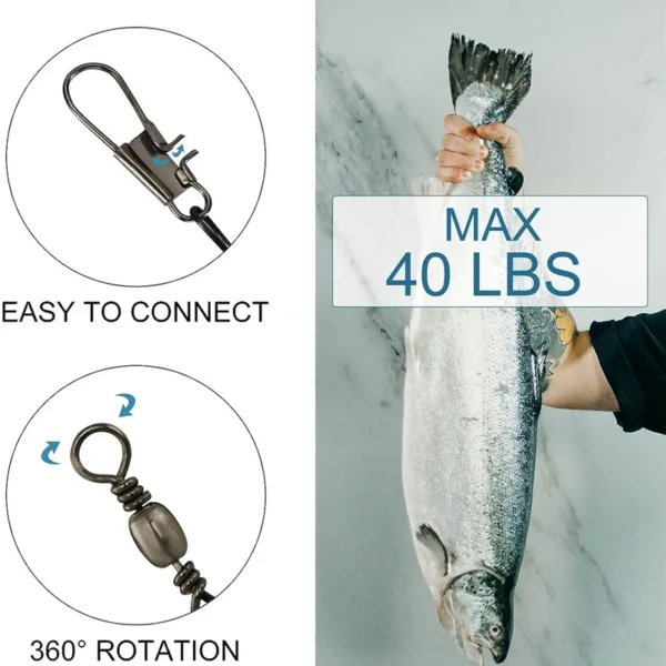 Anti Bite Steel Fishing Line Steel Wire Leader with Swivel Snaps Lead Core Leash Fishing Leader Wire Fishing Accessory 15CM-30CM - Image 5