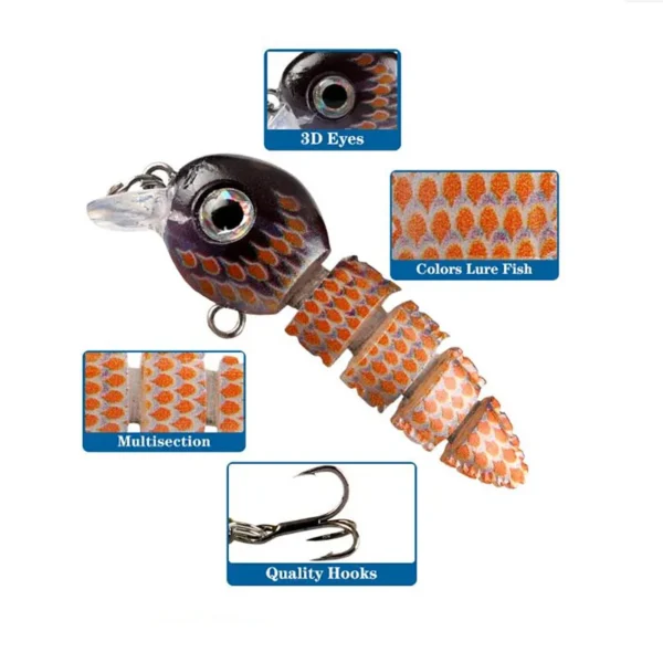 Multi Jointed Swimbait Small Lifelike Hard Wobbler Fish Bait Crankbait Sinking Tackle 3D Sinking Multi Section Bait Fishing Lure - Image 4