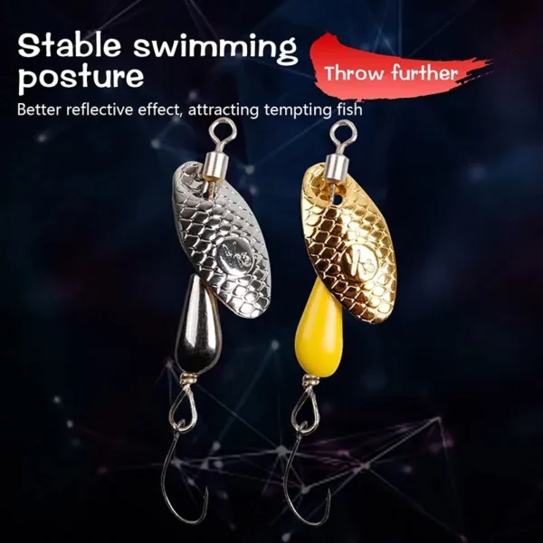 New Metal Spinner Spoon Fishing Lure Micro Rotating Sequins Bait Single Hook and Triple Hook Sequins Spoon Fishing Lures Tackles - Image 2