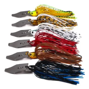 Jig Bass Fishing Lure with Weed Guard Vibrating Fishing Lure Blade Skirted Swimming Bass Jigs Metal Spinner Bait Fishing Tools