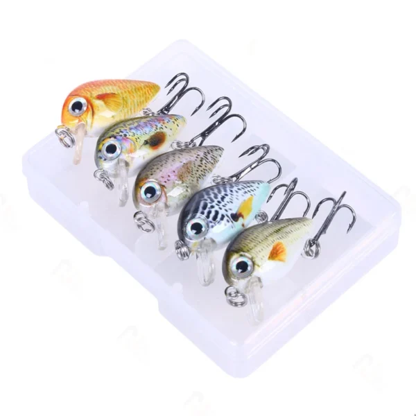 Mini Crankbait Kit Hard Bait Minnow Wobbler Rattletrap Fishing Lures with Treble Hook 3D Life-Like Fishing Eyes Swimbait Baits - Image 3