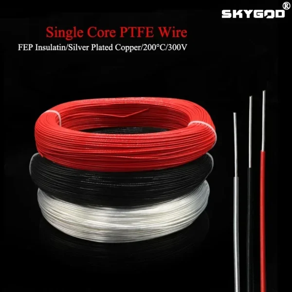 2/5/10/20/50M Single Core PTFE Wire FEP Insulation Silver Plated High Purity OFC Copper Cable HiFi Audio Speaker Headphone Line - Image 1