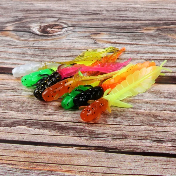 10PCSNew Soft Trout Lure Miniature Two-Color Needle Tail Silicone Bait Wobbler Lure Gelatinous Bait Mandarin Fishing Accessories - Image 6