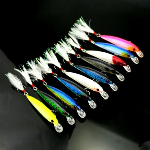 Laser 3D Eyes Bionic Minnow Fishing Lure Artificial Hard Bait with Feather Treble Hooks Simulated Bait for Freshwater Perch Fish - Image 3
