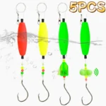 Catfish Rigs with Luminous Circle Hooks Stainless Steel Rotating Rattles Foam Float Bell Indicator Catfish Fishing Float Rig Kit