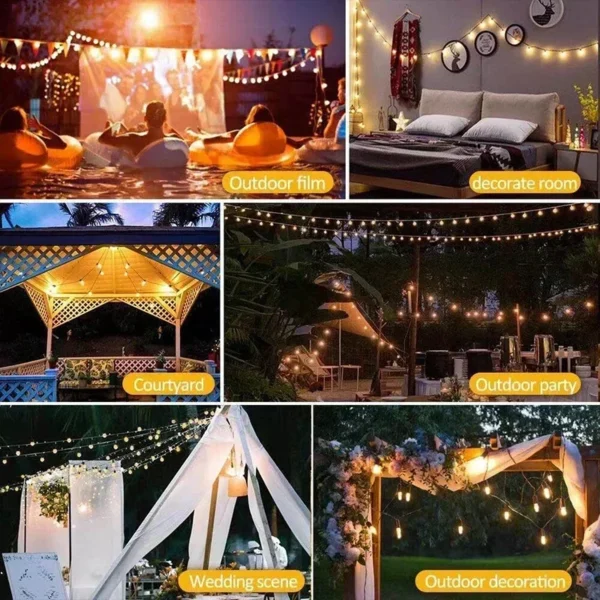 Outdoor Solar String Lights LED IP65 Waterproof Edison Bulb Retro Vintage Christmas Garland Garden Party Decoration Fairy Lamp - Image 2