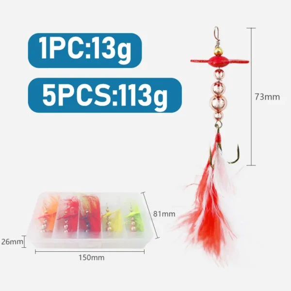 5PCS Composite Rotating Sequin propeller Bait Treble Hook Wobblers Swinging Metal Mine Lure Fish Tackle - Image 5