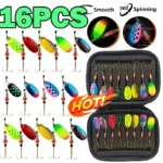 16/10pcs Fishing Spinner Metal Lures with Tackle Boxes Crankbaits Wobblers Metal Sequin Trout Spoon With Hooks for Carp Fishing