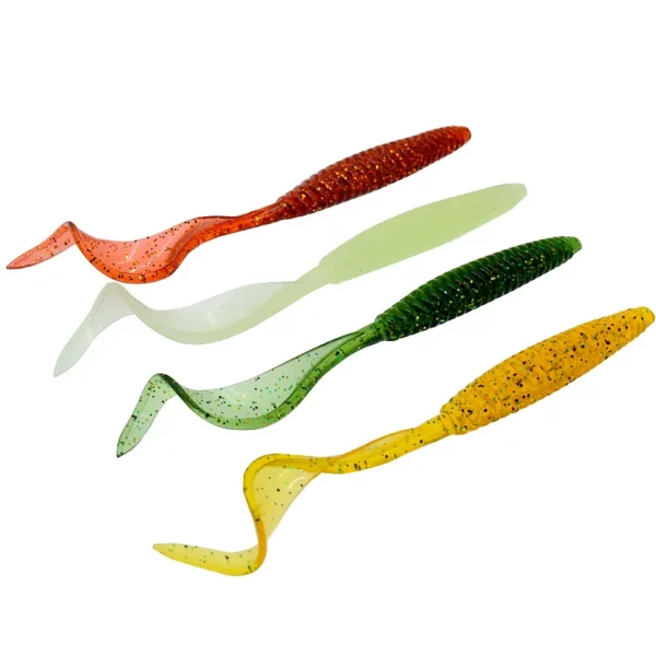 5PCSLong Tail Fishing Lure Soft Bait 13cm 6g Screw Thread Single Sickle Tails Worm Grub Artificial Lures for bass Fishing Tackle - Image 2
