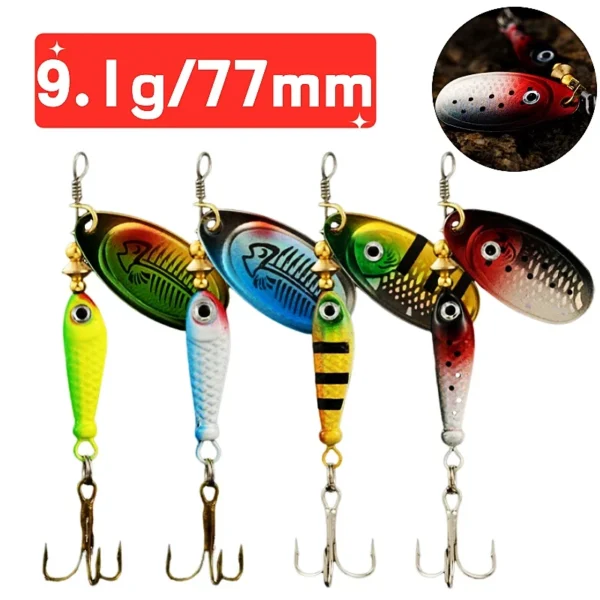 Artificial Hard Bait Rotating Metal Spinner Fishing Lure Bionic Rotating Sequin Fishing Baits for Bass Trout Pike Fishing Tackle - Image 1