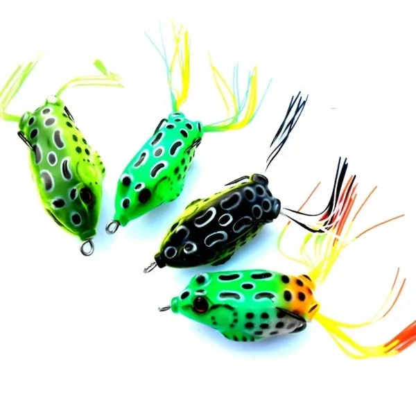 5 Pieces of High-Quality Frog-Shaped Baits with Storage Box - Sharp Hooks and Realistic Design, Suitable for Upper Freshwater Fishing - Image 5