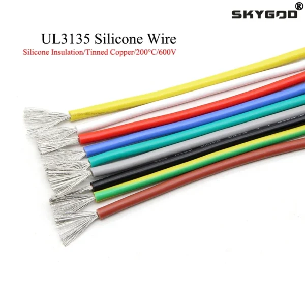 2/5/10M UL3135 Wire Silicone Insulation Tinned Copper 30 28 26 24 22 20 18 16 14 12 10AWG High Temperature Resistant Cable - Image 1