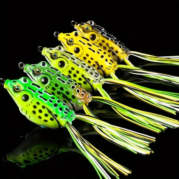 5 Pieces of High-Quality Frog-Shaped Baits with Storage Box - Sharp Hooks and Realistic Design, Suitable for Upper Freshwater Fishing - Image 3