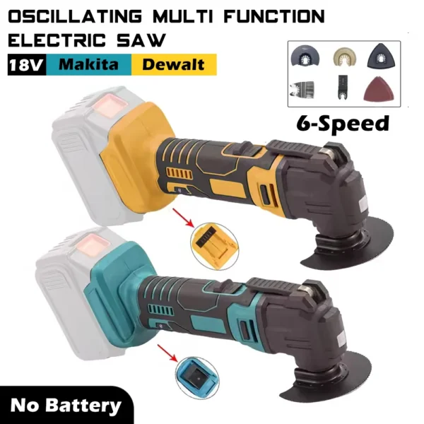 Electric Oscillating Multi-Function Tool with Trimmer/Shovel Woodworking Speed Tool Compatible with Makita/Dewalt 18V Battery - Image 1