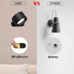 Led Wall Lamp Touch Control Remote 360 Rotatable USB Recharge Wireless Portable Night Light For Bedroom Reading Lamp - Image 4