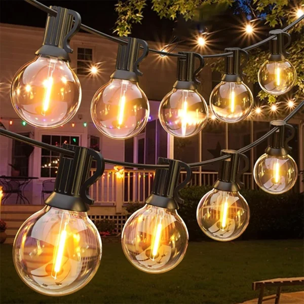 G40 Solar String Lights Outdoor 8Mode Solar Globe String Bulb Patio Hanging Lights Waterproof Garden Pergola Bistro Deck Decor - Image 1