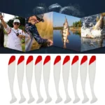 Soft Fishing Lures Simulation Paddle Tail Plastic Baits Artificial Worm Swimbait Red Head White Body T Tail Bait for Bass Trout - Image 6