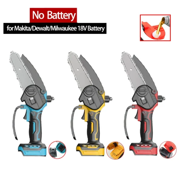 Portable Electric Chain Saw 6IN Wood Cutter Handheld Chainsaw for Tree Pruning Power Tools Compatible with Dewalt Milwaukee 18V - Image 1