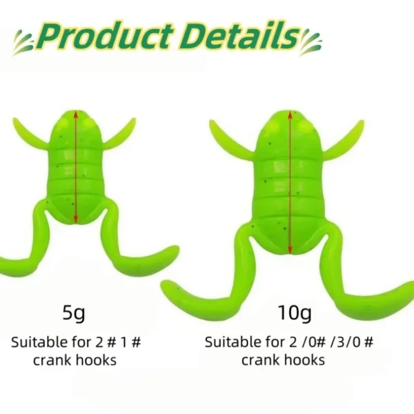 5/10Pcs Soft Frog 5/10G Floating Fishing Lure Artificial Frog Silicone Swimbait Topwater Casting Lure Plastic Kicking Frog Bait - Image 6