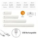 PIR Motion Sensor LED Under Cabinet Lamp Dimmable Rechargeable Night Light Stairs Closet Room Aisle Tube Bar Detector Bulb - Image 4