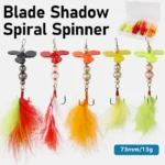 5PCS Composite Rotating Sequin propeller Bait Treble Hook Wobblers Swinging Metal Mine Lure Fish Tackle
