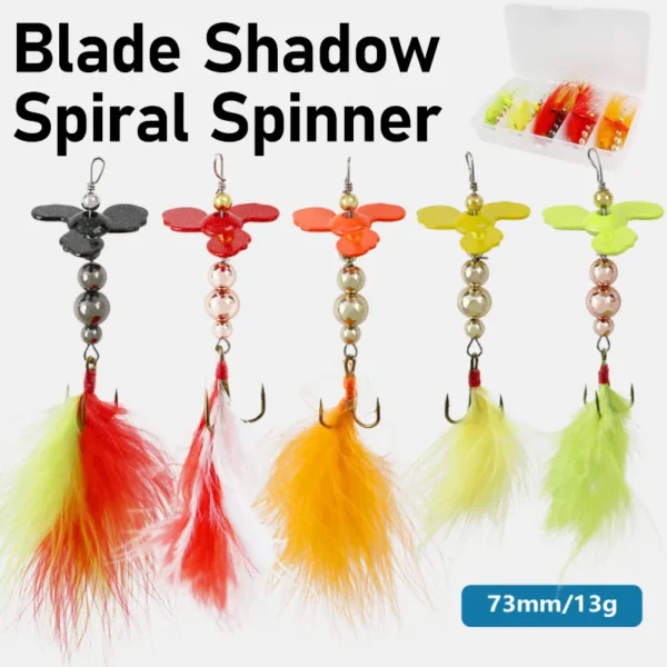 5PCS Composite Rotating Sequin propeller Bait Treble Hook Wobblers Swinging Metal Mine Lure Fish Tackle - Image 1
