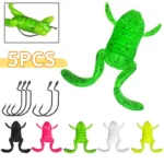 Artifical Frog Soft Bait Simulated Kick-Legged Frog Bait with Hook Bionic Frog Floating Lures for Saltwater Freshwater Fishing