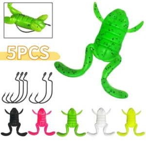 Artifical Frog Soft Bait Simulated Kick-Legged Frog Bait with Hook Bionic Frog Floating Lures for Saltwater Freshwater Fishing