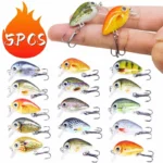 Mini Crankbait Kit Hard Bait Minnow Wobbler Rattletrap Fishing Lures with Treble Hook 3D Life-Like Fishing Eyes Swimbait Baits