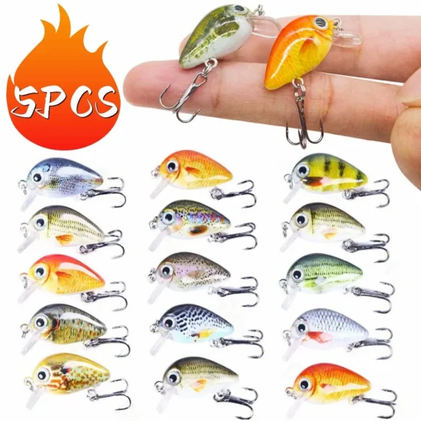 Mini Crankbait Kit Hard Bait Minnow Wobbler Rattletrap Fishing Lures with Treble Hook 3D Life-Like Fishing Eyes Swimbait Baits - Image 1
