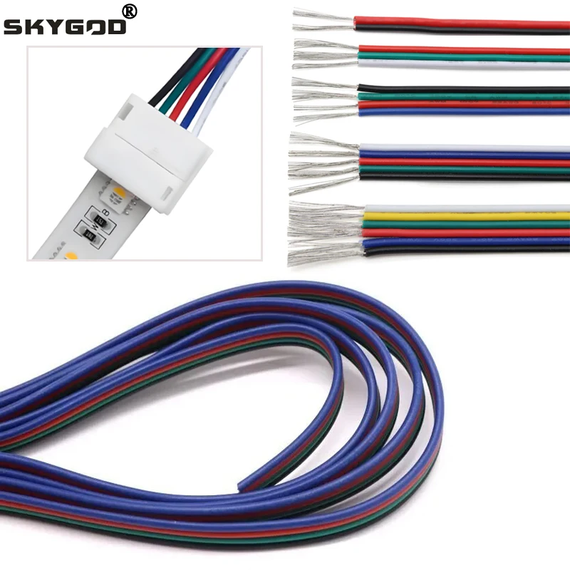 kf-S46792bc1d7b04c3b813a544ee47d6cbaU LED Wire 3/4/5/6 Pins 22/20/18 AWG PVC Extension Connector Electrical Wires For 5050 WS2812B RGBW RGBWW Strip Lights 1~50Meters - Image 1