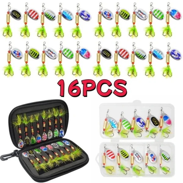 Fishing Spoons Lures Metal Baits Set Artificial Hard Bait Metal Spoon Spinner Fishing Lure Kit with Box for Freshwater Saltwater - Image 1