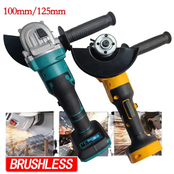 M14 Brushless Electric Angle Grinder 100MM/125MM Cutting Woodworking Tool No Battery Variable Speed Fit Makita 20v Ni Battery - Image 1