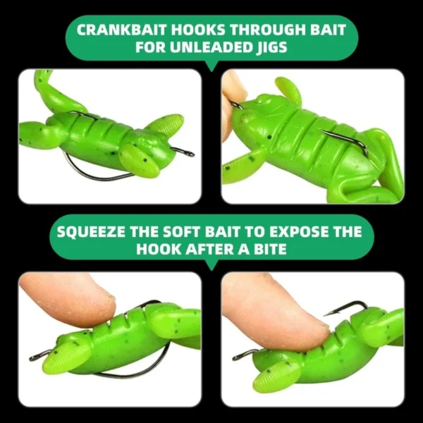 Artifical Frog Soft Bait Simulated Kick-Legged Frog Bait with Hook Bionic Frog Floating Lures for Saltwater Freshwater Fishing - Image 4