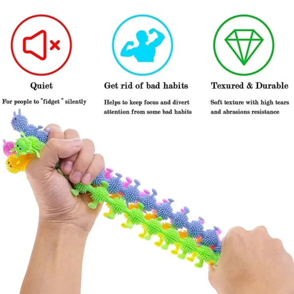 Luminous Caterpillars Fidget Toys Sensory Toy For Anxiety Stress Relief Fuzzy Stretchy Worm Glow Caterpillars Party Supplies - Image 4