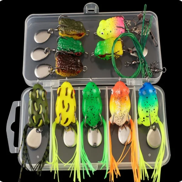 Soft Tube Bait Frog Lures Set Plastic Fishing Lure with Hooks Top Water Bass Fishing Lures for Bass Saltwater Freshwater Fishing - Image 4