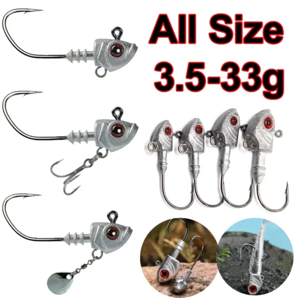 3PCS Jighead Fishhooks 3.5g-33g Fishing Hooks With Treble Hook Sequin Spoon Soft Worm Assist Fishing Hooks Soft Worm Accessories - Image 1