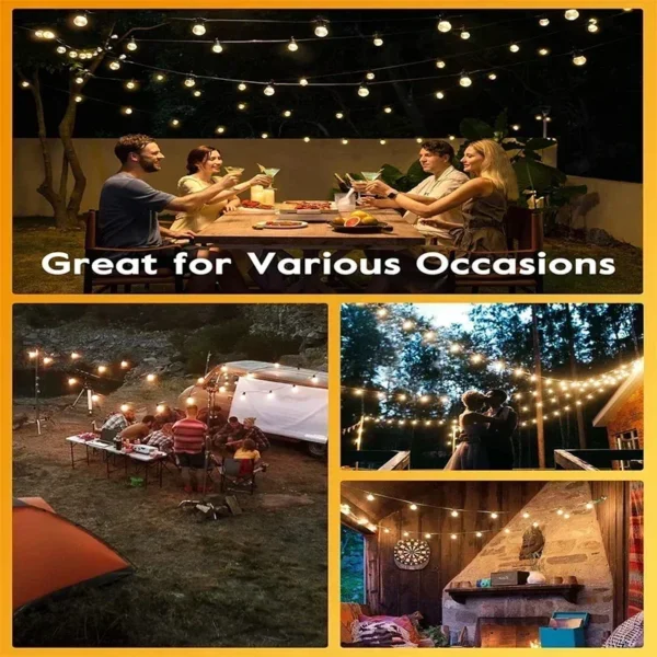 G40 Solar String Lights Outdoor 8Mode Solar Globe String Bulb Patio Hanging Lights Waterproof Garden Pergola Bistro Deck Decor - Image 4