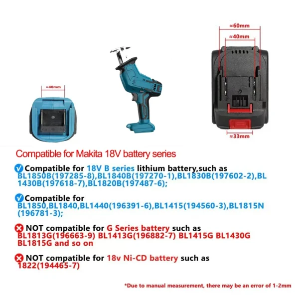 Electric Reciprocating Saw Electric Horse Knife Small Outdoor Handheld Cutting Saw Fit Makita/Dewalt/Milwaukee 18V Battery - Image 3