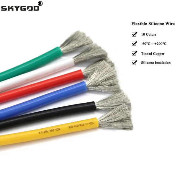 1M/5M Heat-resistant cable 30 28 26 24 22 20 18 16 15 14 12 10 8AWG Ultra Soft Silicone Wire High Temperature Flexible Copper - Image 1
