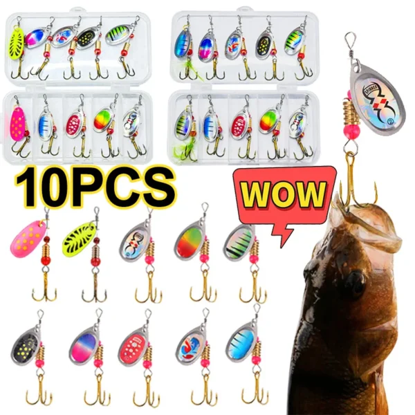 10Pcs/box Waterdrop Spinner Spoonbait Crankbaits Fishing Wobblers Pike Crochet Kit Artificial Bait Metal for Freshwater Seawater - Image 1