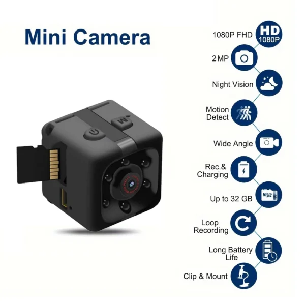 Mini Camera, samall Camera 1080P, Nanny Cam Full HD with Night Vision Motion Activation for Indoor Outdoor Covert Security - Image 2