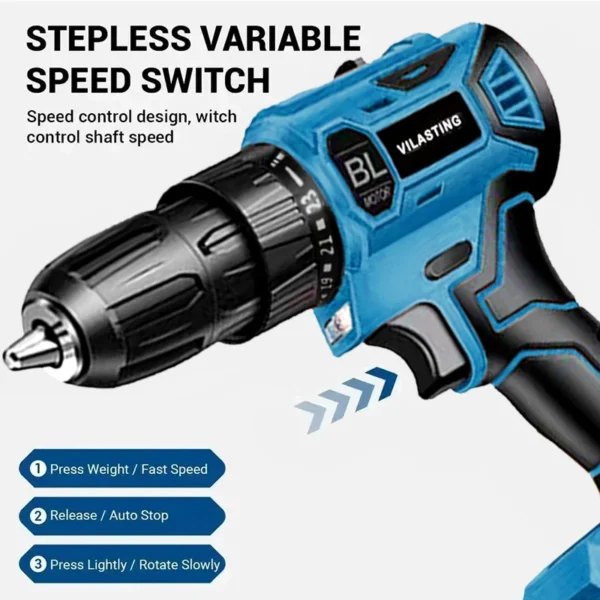 Brushless Electric Drill Cordless Rechargeable Screwdriver 2 Speed 10mm 23+1 Torque Hand Power Driver Tools Fit Makita Battery - Image 4