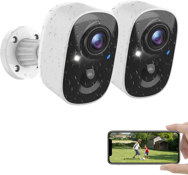 2K/3MP wireless outdoor security Camera 5200 mah battery powered PIR body detection night vision with spotlight two-way call - Image 1