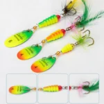 5PCS Fishing Lure Feather Spinner Bait Rotating Sequins Spoon Bait Treble Hooks Hard Metal Spinner Baits Kit with Tackle Boxes - Image 6